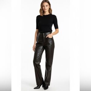 LAMATTA 100% Lamb Leather Dk. Brown 5 Pocket Lined Pants Sz 6 MADE IN ITALY